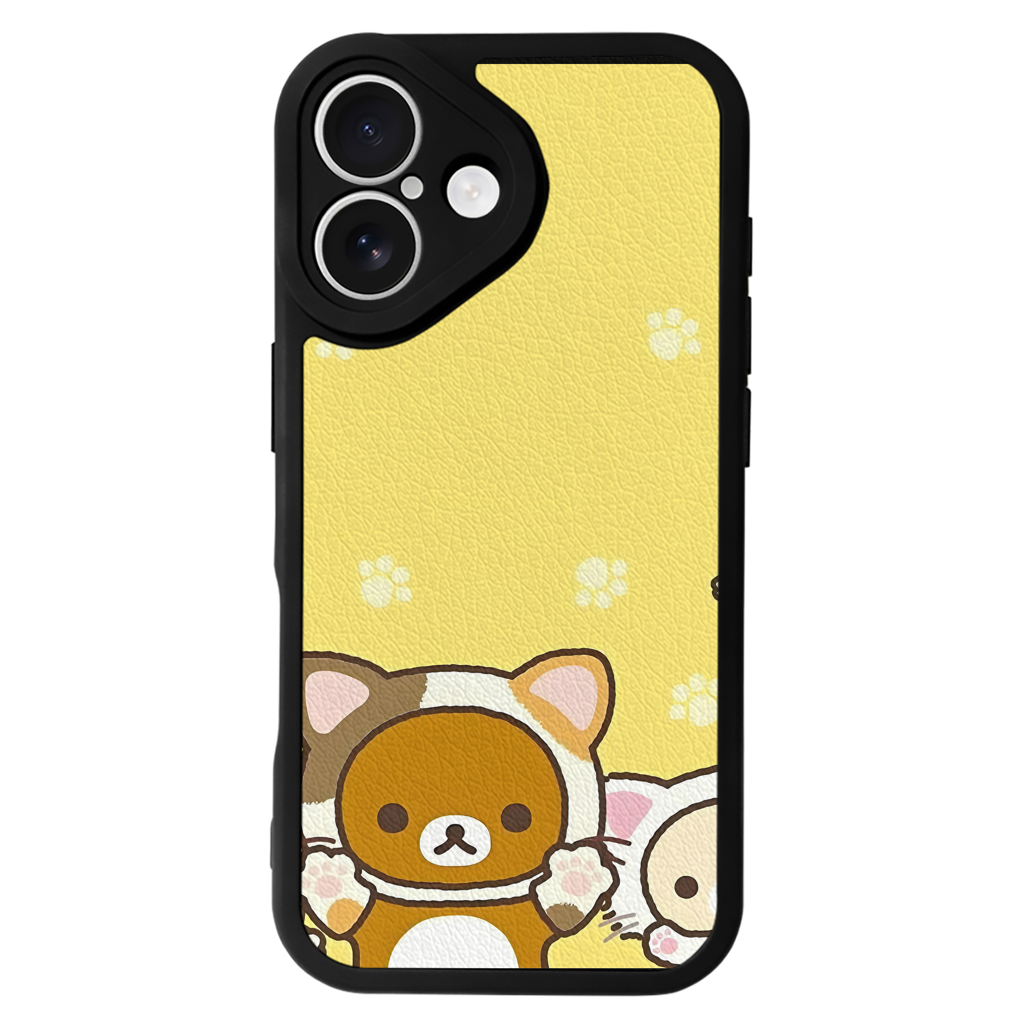 （画像用） リラックマ リラックマ キイロイトリ Rilakkuma Korilakkuma Kiiroitori 【iPhone 16シリーズ対応】シリコンスマホケース（レザー調） 材質：シリコン